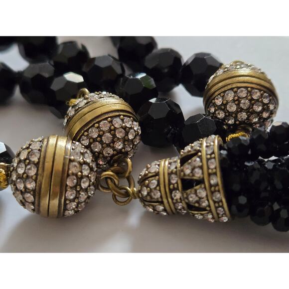 Heidi Daus Convertible Choker Necklace Bracelet Set Hematite Tassels & Crystals - Picture 8 of 10